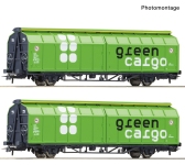 Roco 6600114 - H0 - 2-tlg. Set Schiebewandwagen, Green Cargo, Ep. VI